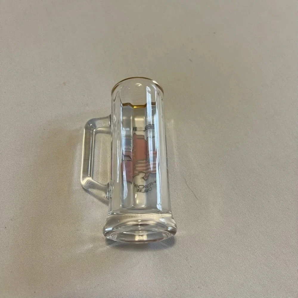 5/$25 Berlin double shot glass Checkpoint Charlie beer glass shaped